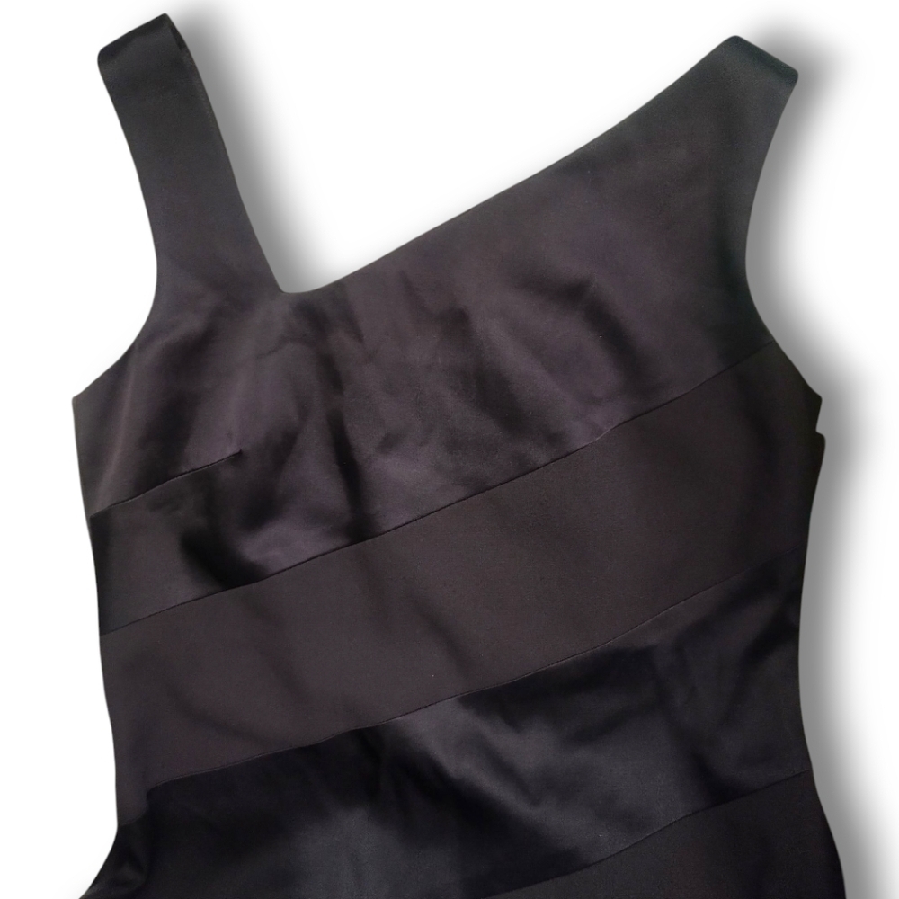 Laundry by Shelli Segal Black Asymmetrical Mini Cocktail Dress Petite 6 - Picture 5 of 10